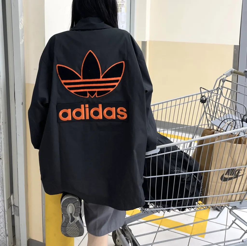 아디다스 오리지널 빅 트레포일 로고 스포츠 우븐 자켓 블랙 H07087