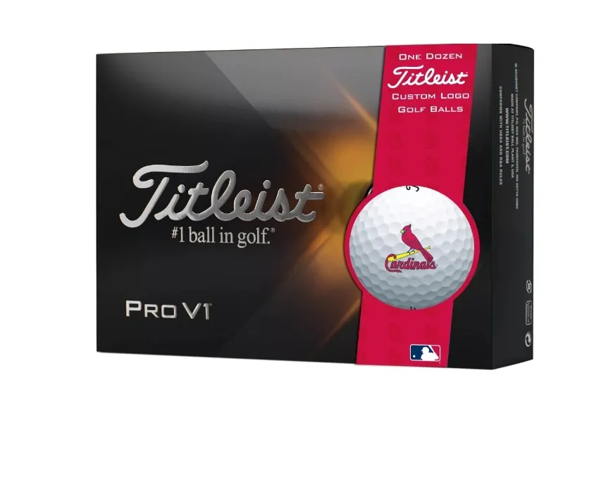 <b>타이틀리스트</b> [해외] <b>타이틀리스트</b>  <b>2021</b> Pro <b>V1</b> x 세인트 루이스 카디날 콜라보 팀 로고 골프공 볼 12pcs
