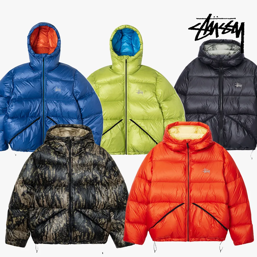 스투시 마이크로 립스탑 다운 파카 패딩 23FW 로얄블루 라임 5컬러 115685