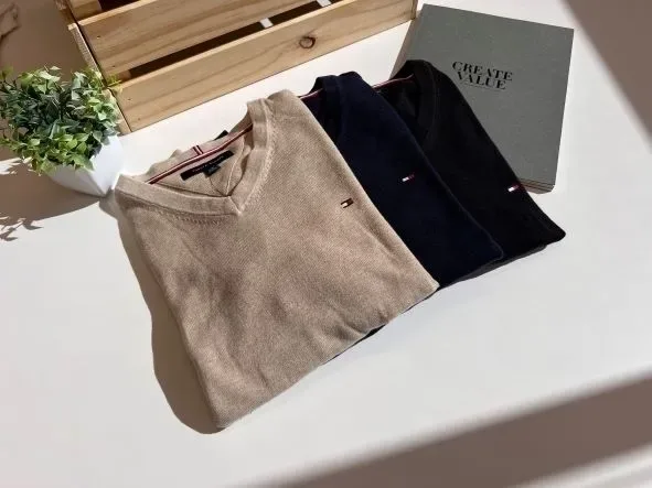 타미힐피거 tommy hilfiger 남녀공용 베이직 브이넥 니트