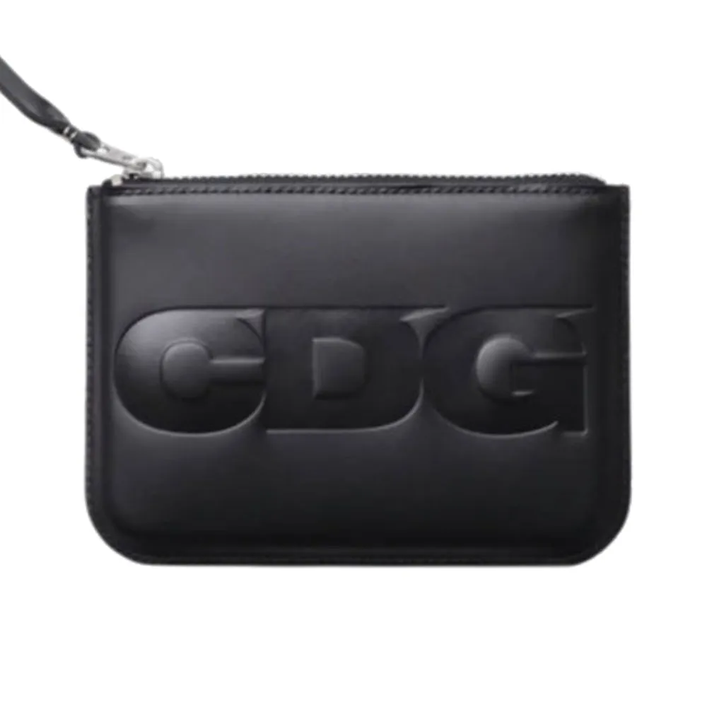 꼼데가르송 CDG 엠보스 로고 월릿 소가죽 지갑 블랙 SZ-K901