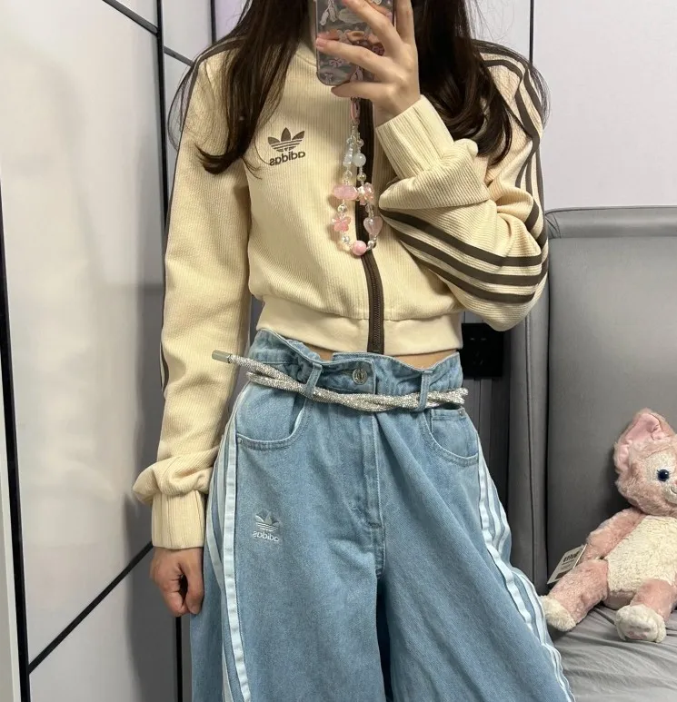 아디다스 크롭 하이넥 트랙 탑 집업 져지 자켓 우먼스 IP3005