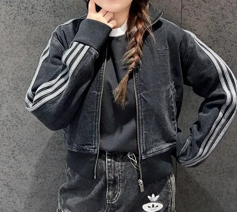 아디다스 오리지널 여성 데님 트랙탑 트레이닝 져지 청자켓 흑청 JD3110