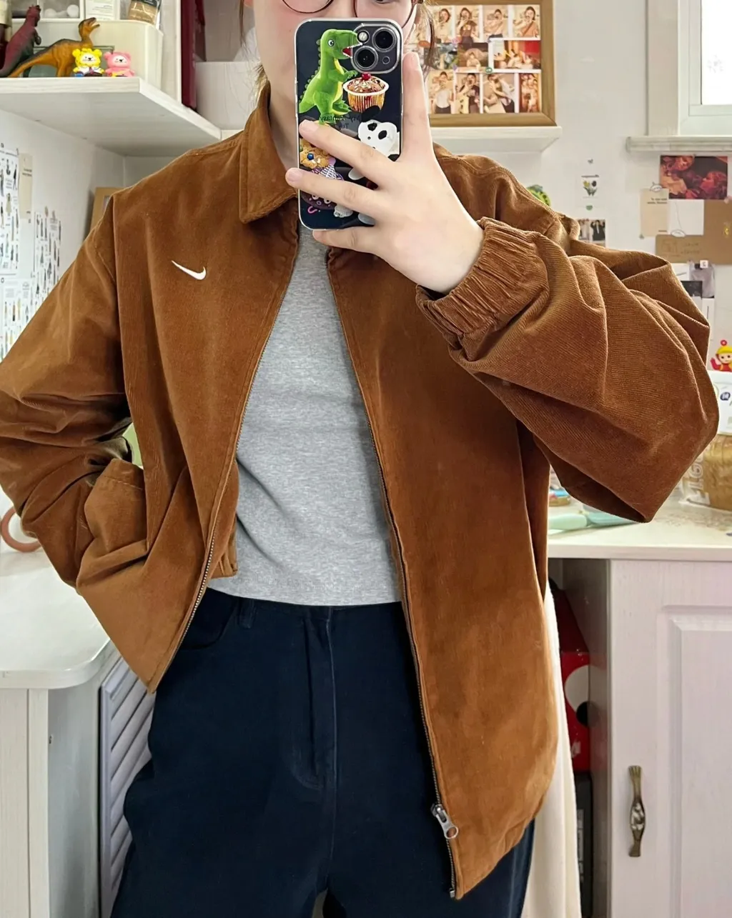 나이키 코듀로이 집업 재킷 캐주얼 재킷 브라운 DX9071-270