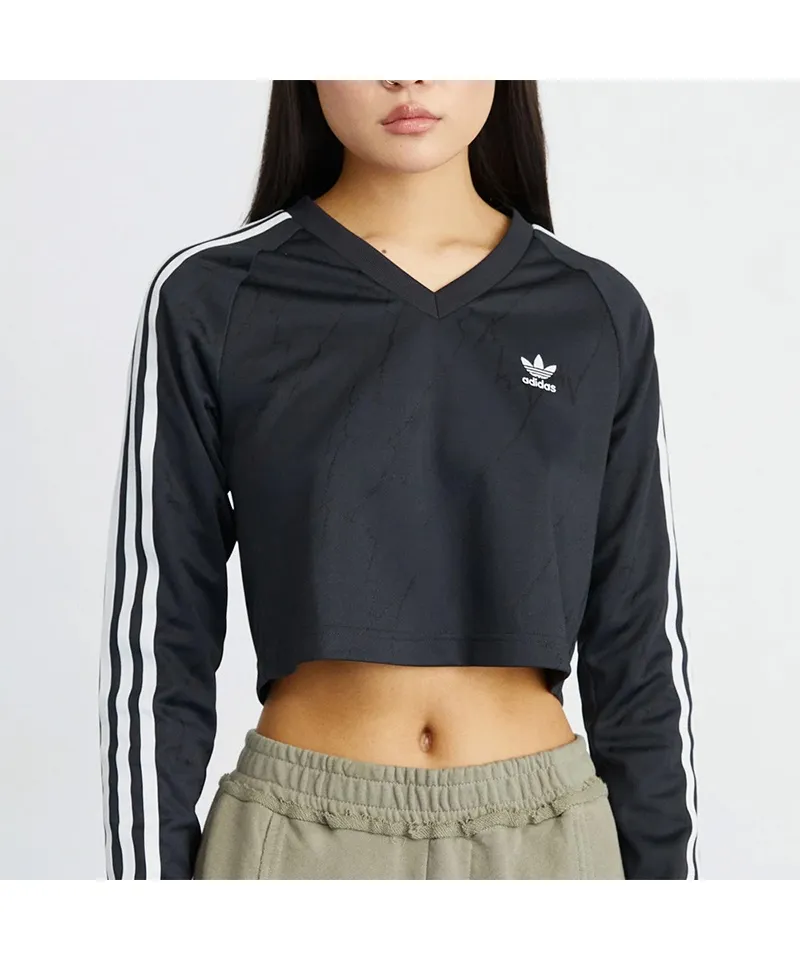 아디다스 롱 슬리브 크롭 저지 블랙 긴팔 티셔츠 IT9707