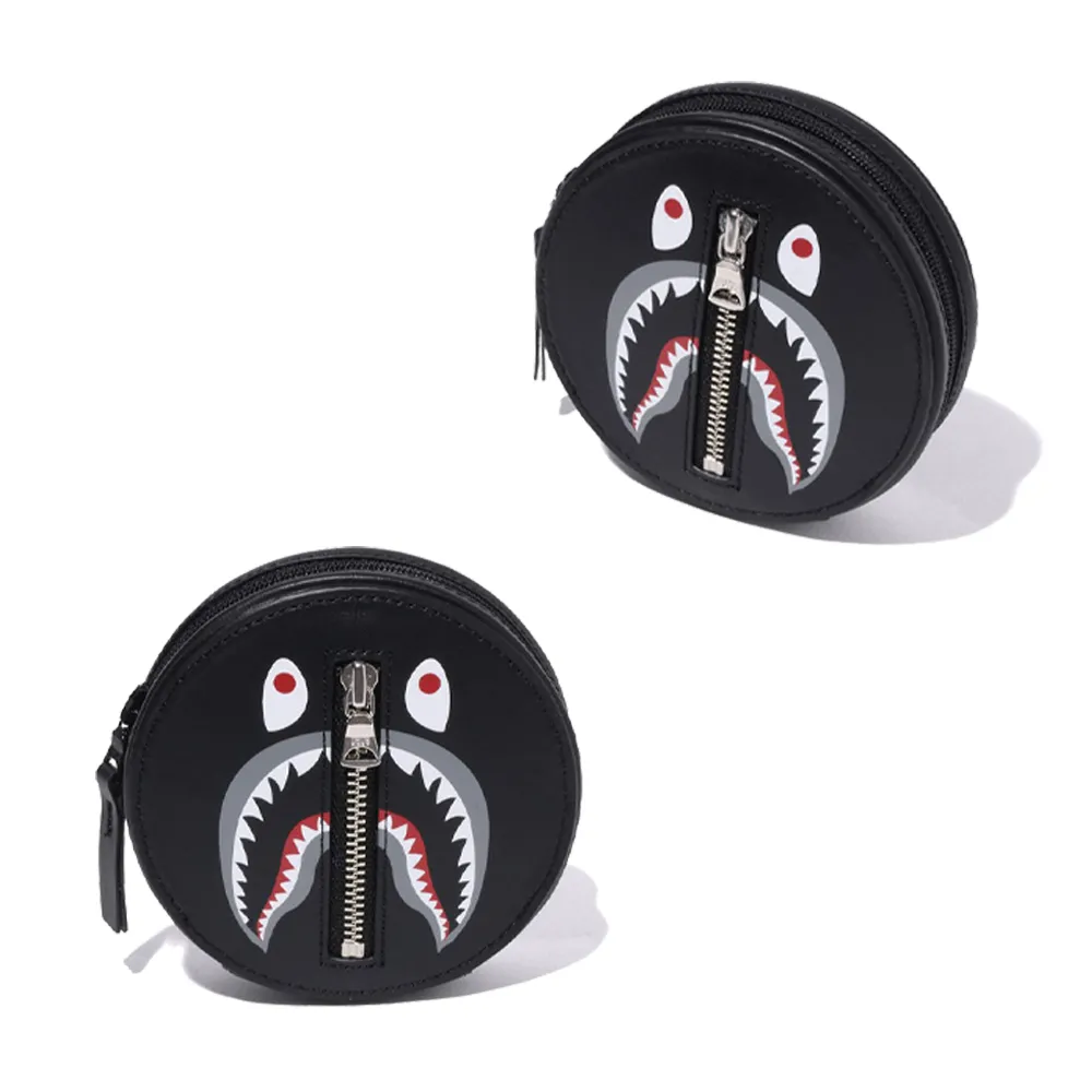 BAPE 베이프 샤크 레더 코인 케이스 코인 지갑 1K30-190-015 블랙 | Croket