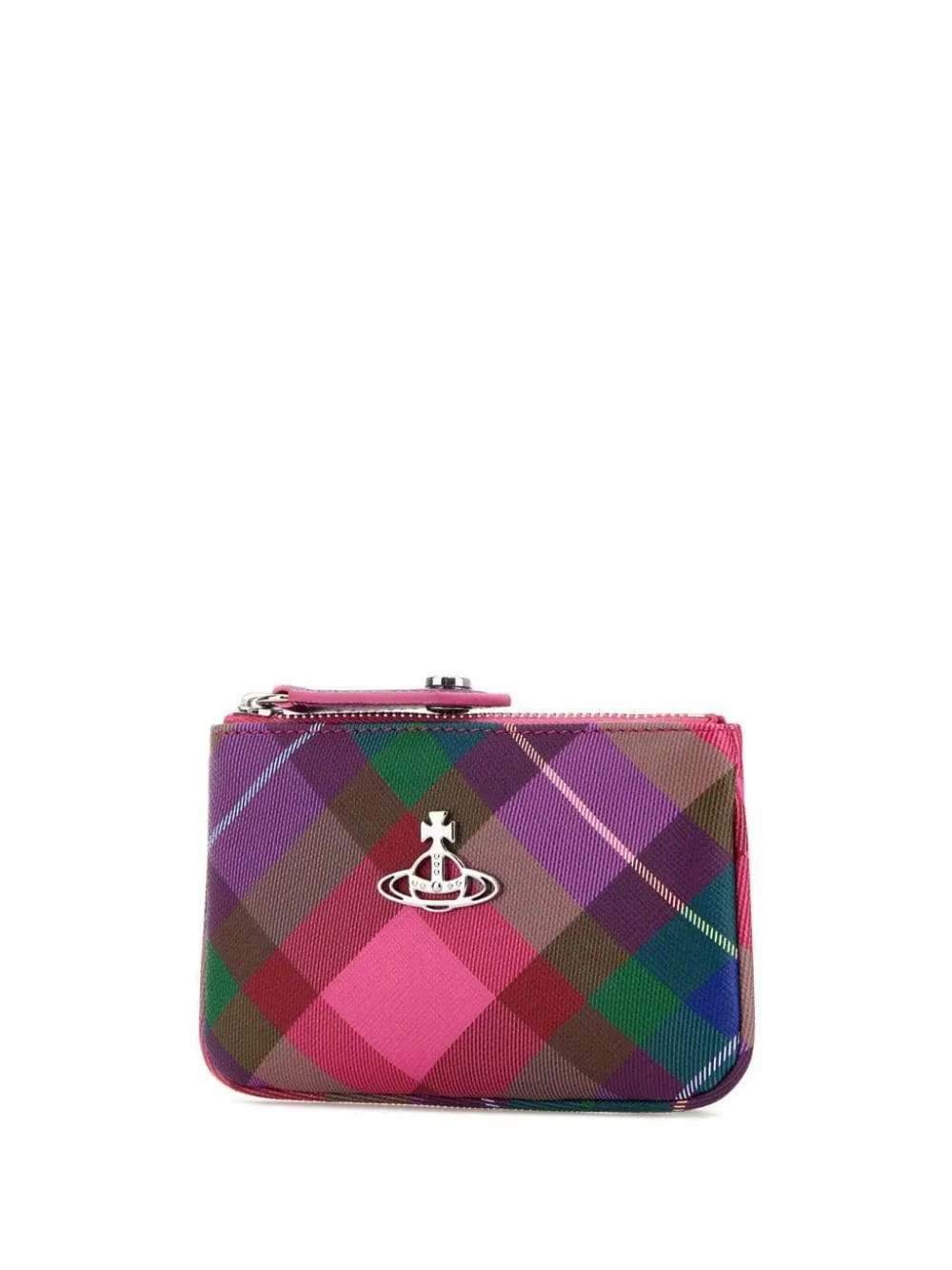 비비안웨스트우드 체크 지퍼 카드 지갑 코인 펄스 캔디 타탄 핑크