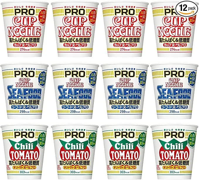 닛신 식품 일본 컵라면 NISSIN PRO 컵누들 3종 12개 인기 세트 고단백 저당질