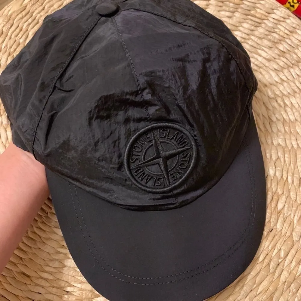 스톤아일랜드 나일론 메탈 로고 볼캡 모자 블랙 | 크로켓