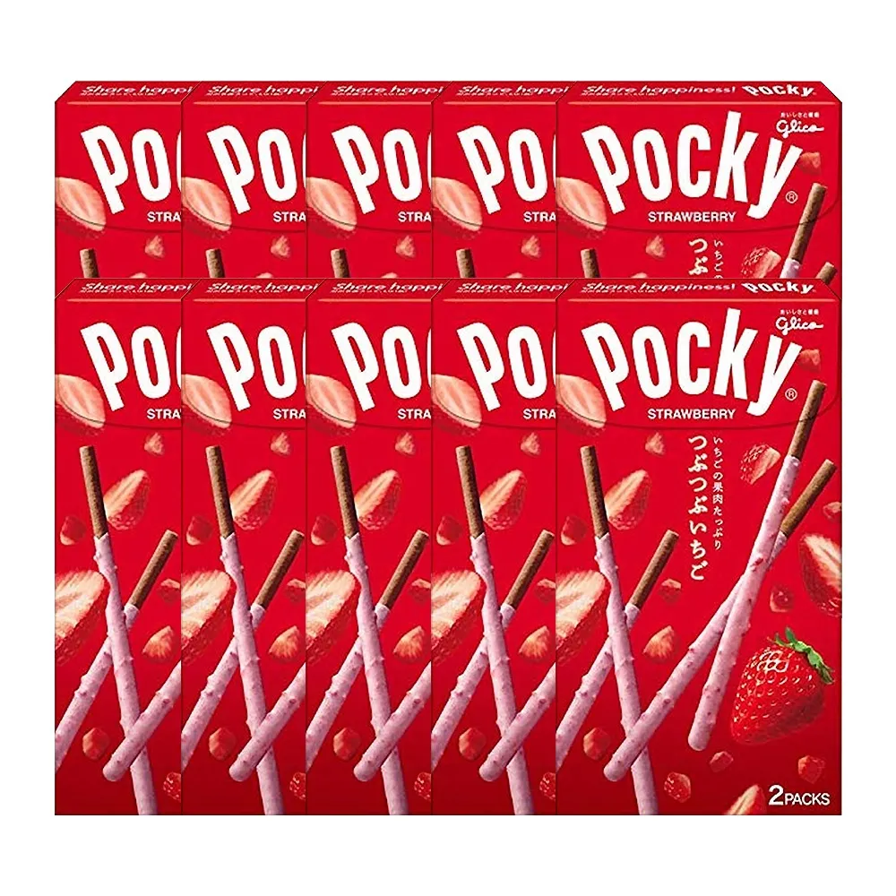 Pocky 일본 에자키 글리코 츠부츠부 딸기 포키 과자 2개입 10개