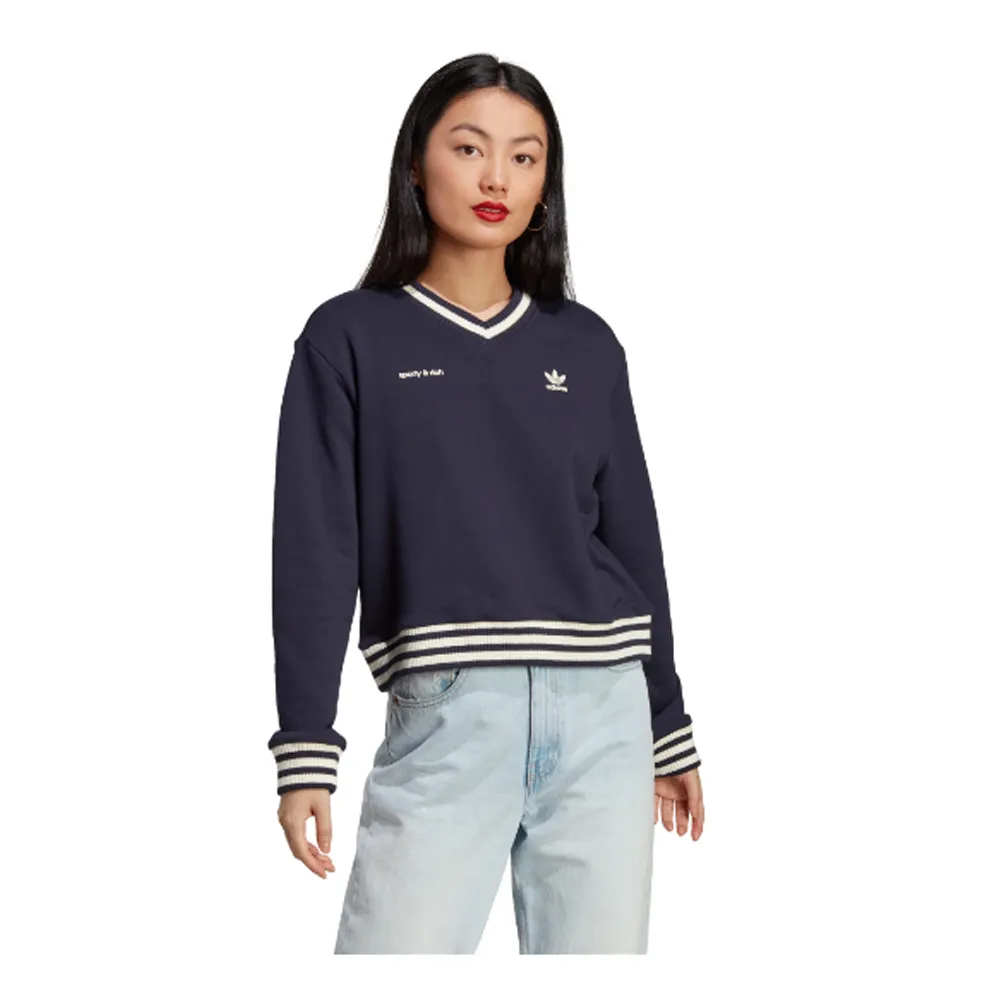 아디다스 W x 스포티앤리치 브이넥 크루 스웨트 셔츠 레전드 잉크 IN5246