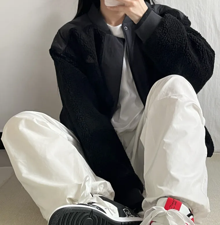 아디다스 컬리지에이트 후리스 뽀글이 집업 자켓 IL8919