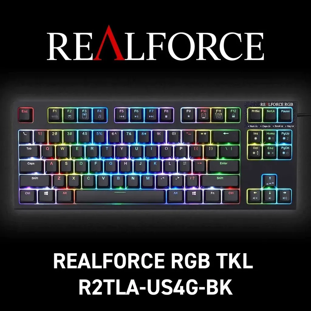 [해외] 토프레 리얼포스 무접점 R2 45g RGB 87키 텐키리스 US배열 R2TLA-US4G-BK