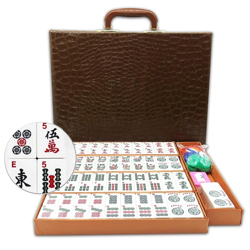 [해외] Mose Cafolo 마작게임 세트 1팩 166타일 American Mahjong Game Set 166 White Engraved Tiles