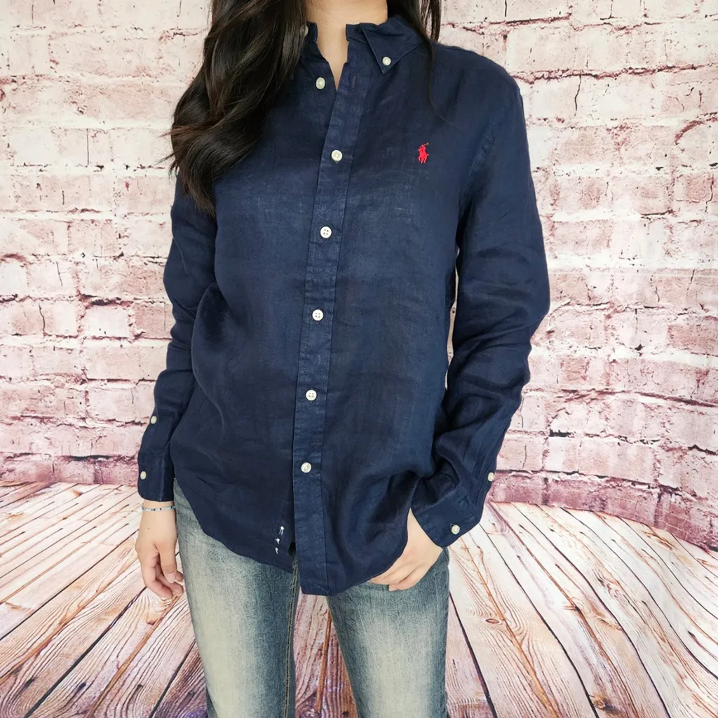 폴로 랄프로렌 보이즈 린넨 긴팔셔츠 (네이비)