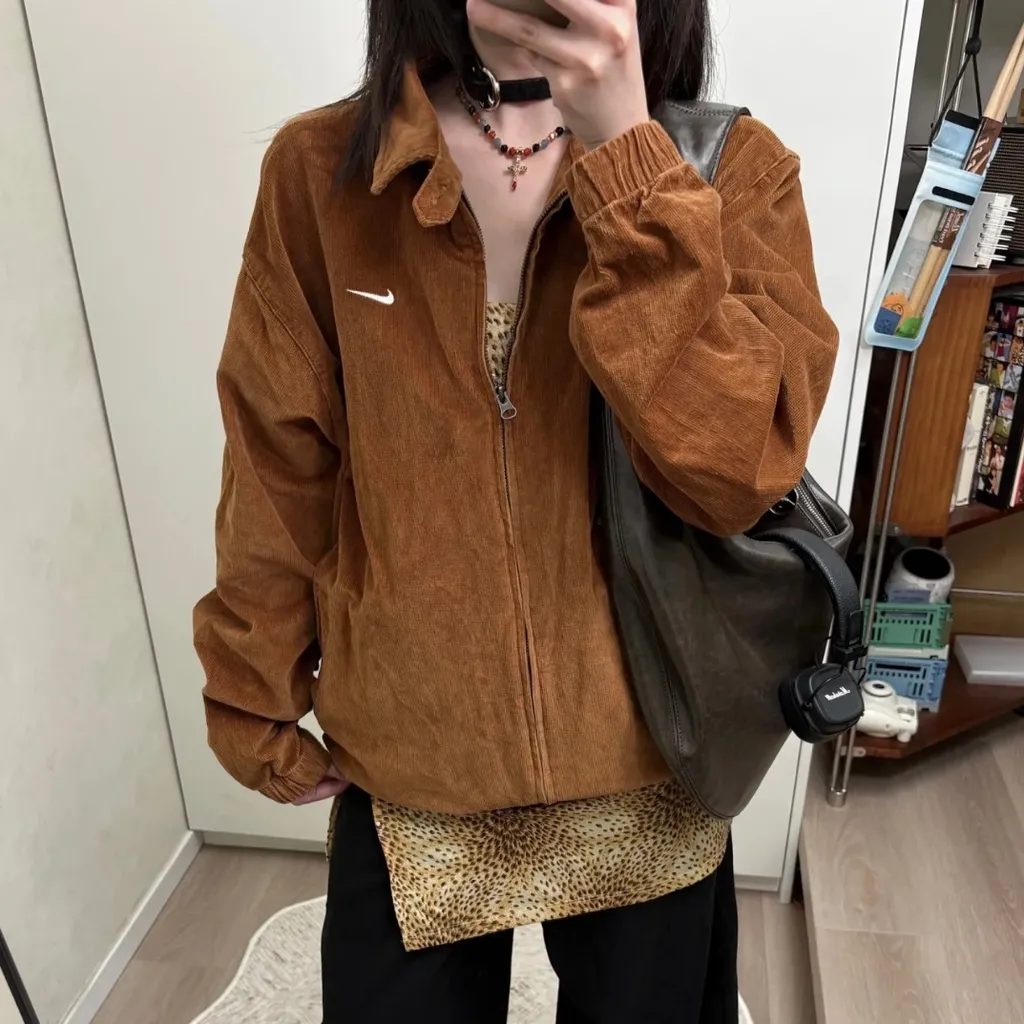 나이키 라이프 해링턴 코듀로이 집업 재킷 브라운 DX9071-270