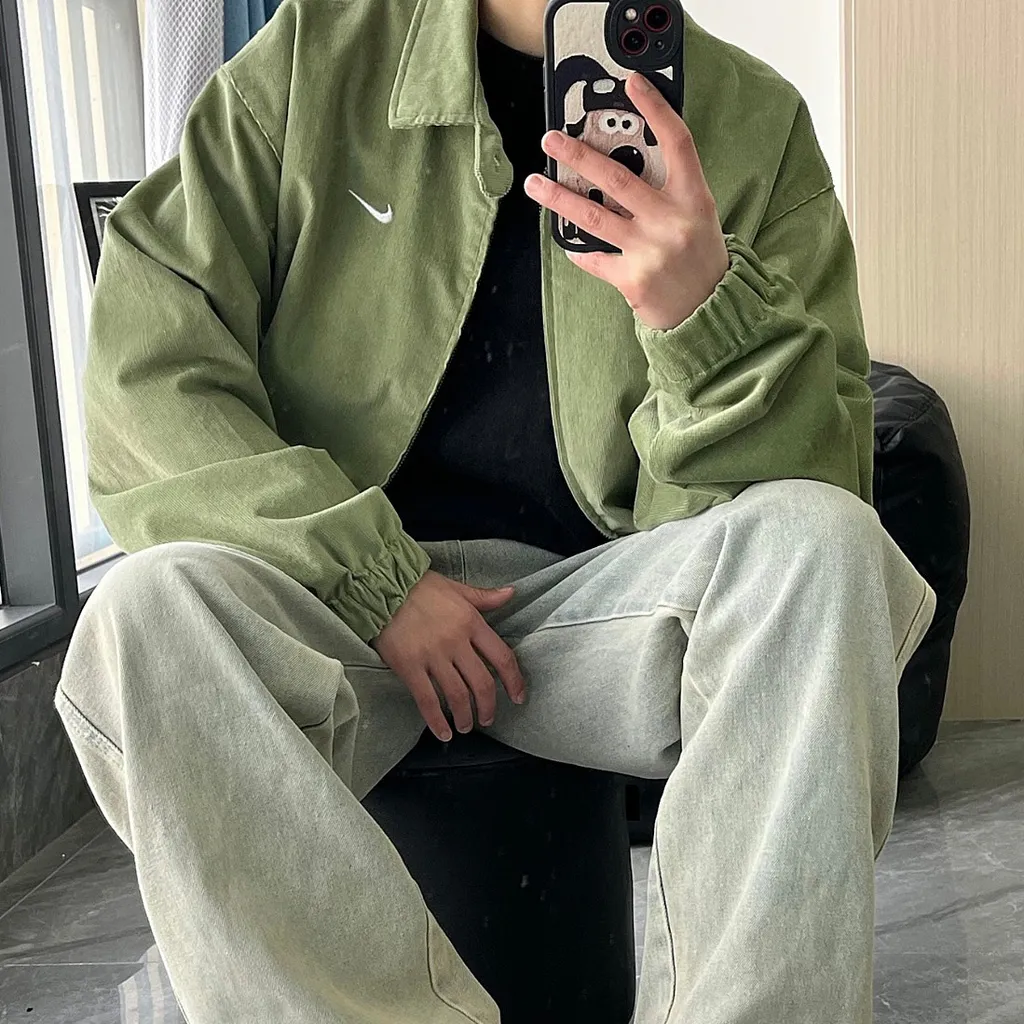 나이키 라이프 해링턴 코듀로이 자켓 오일 그린 DX9071-386