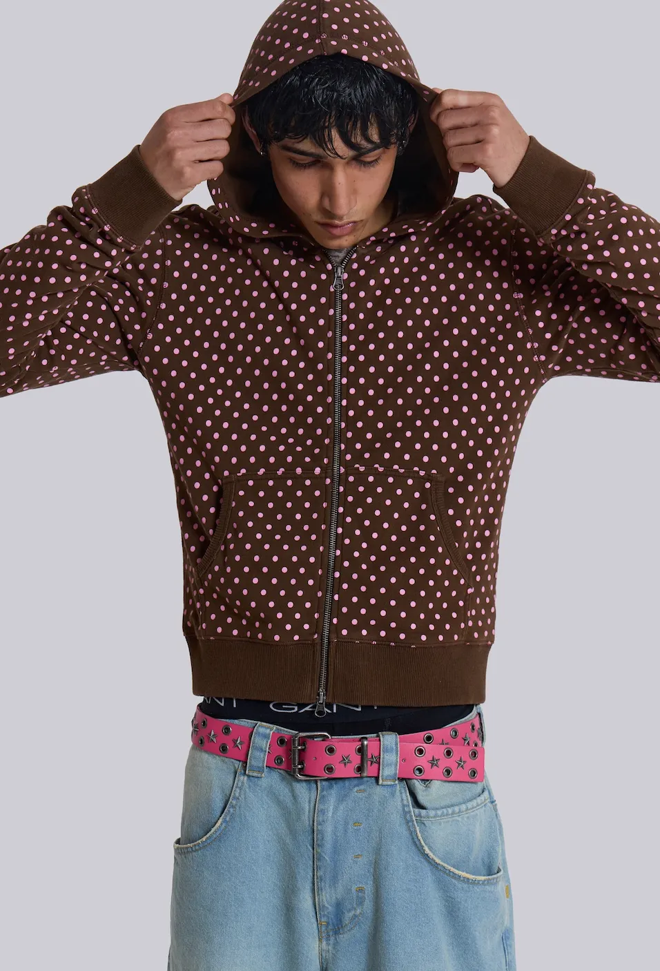 ★英国発*JADED LONDON*新作*Mini Monster ポルカドットフーディ Mono Black Polkadot Mini Monster Hoodie Loopback sweat