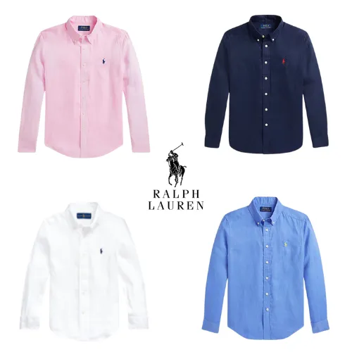 폴로 랄프로렌 보이즈 린넨 셔츠 화이트 네이비 핑크 하버블루 옐로우