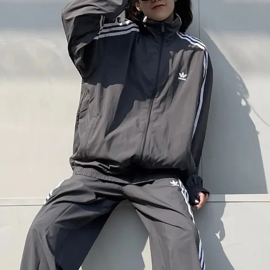 아디다스 오버사이즈 트랙 탑 자켓 바람막이 그레이 JJ3362