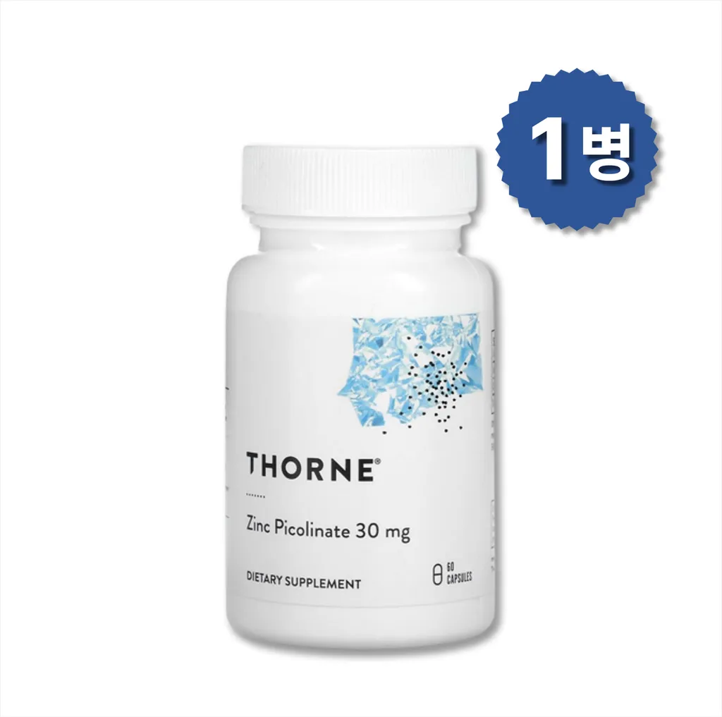 [해외] 쏜 리서치 아연 30mg 60캡슐 1병 / 쏜리서치 아연 피콜리네이트