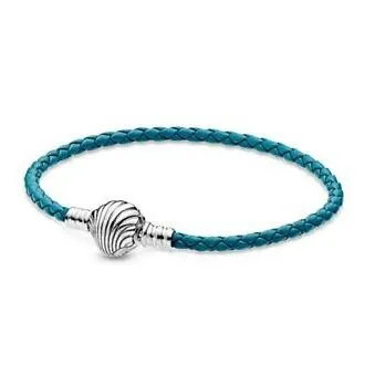 조개 레더 팔찌 /598951C01 Seashell Clasp Turquoise Braided Leather Bracelet | 크로켓