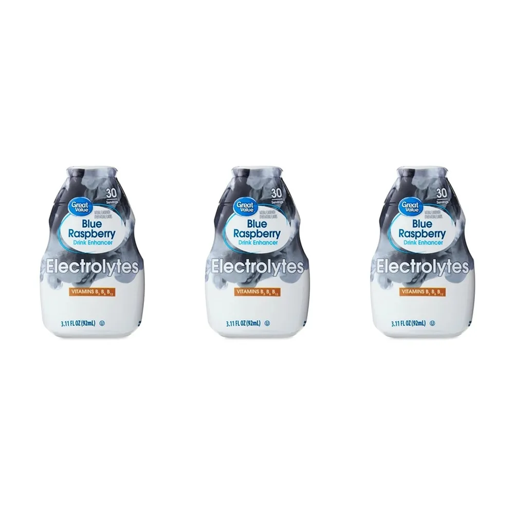 그레이트 밸류 블루 라즈베리 드링크 인핸서 92ml(3.1fl oz) 3팩 Great Value Blue Raspberry ...