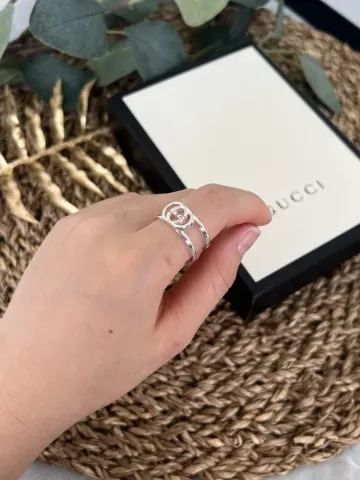 구찌 인터로킹 G 오픈 밴드 와이드 반지 ARGENTO 295716 J8400 8106