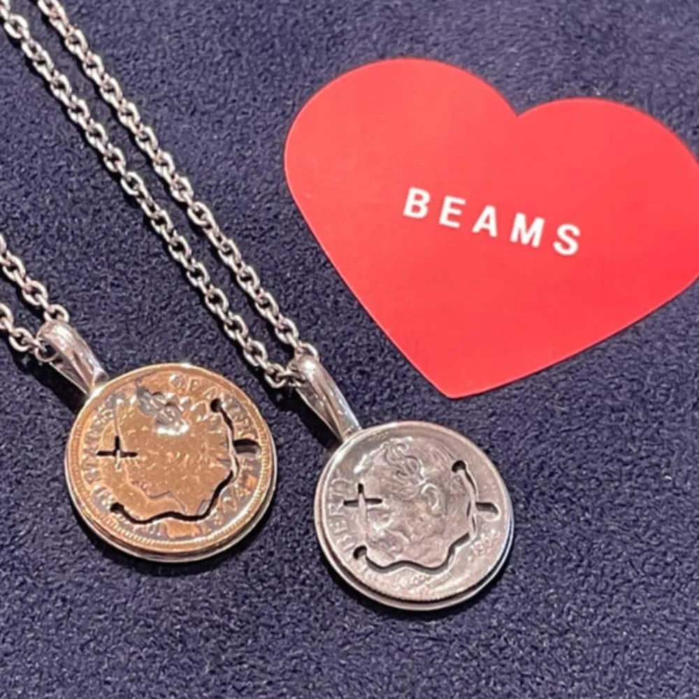 빔즈 노스웍스 별주 드랭크 스마일 팬던트 빈티지 코인 체인 목걸이 2색상 남녀공용 | 크로켓