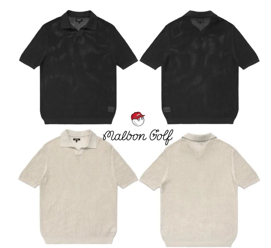 [말본] 남성 마리갓 반팔 니트 티셔츠 Marigot Short Sleeve Knit IRON / IVORY M-7996