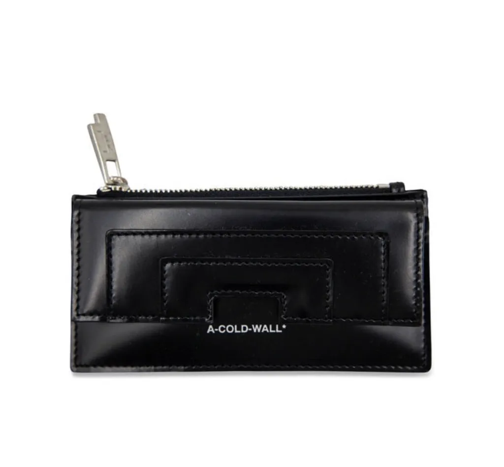 어 콜드 월 블랙 유광 레더 로고 카드홀더 코인지갑 | 크로켓