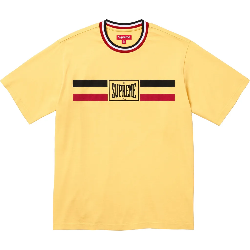 슈프림 웜 업 스트라이프 탑 옐로우 Supreme Warm Up Stripe S/S Top