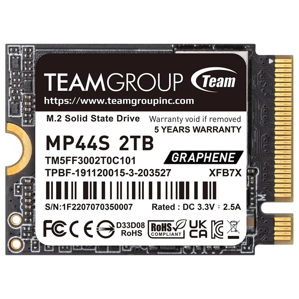 [해외] 팀그룹 MP44S 2TB 고성능 SLC 캐시 Gen 4x4 M.2 2230 PCIe 4 NVMe SSD