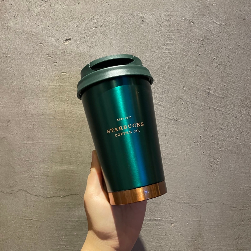 <b>스타벅스</b> [해외] <b>스타벅스</b> 중국 <b>2021</b> 코어 헤리티지MD 골드 바텀 그린 엘마 스테인리스 <b>텀블러</b> 384ml (4/20출시)