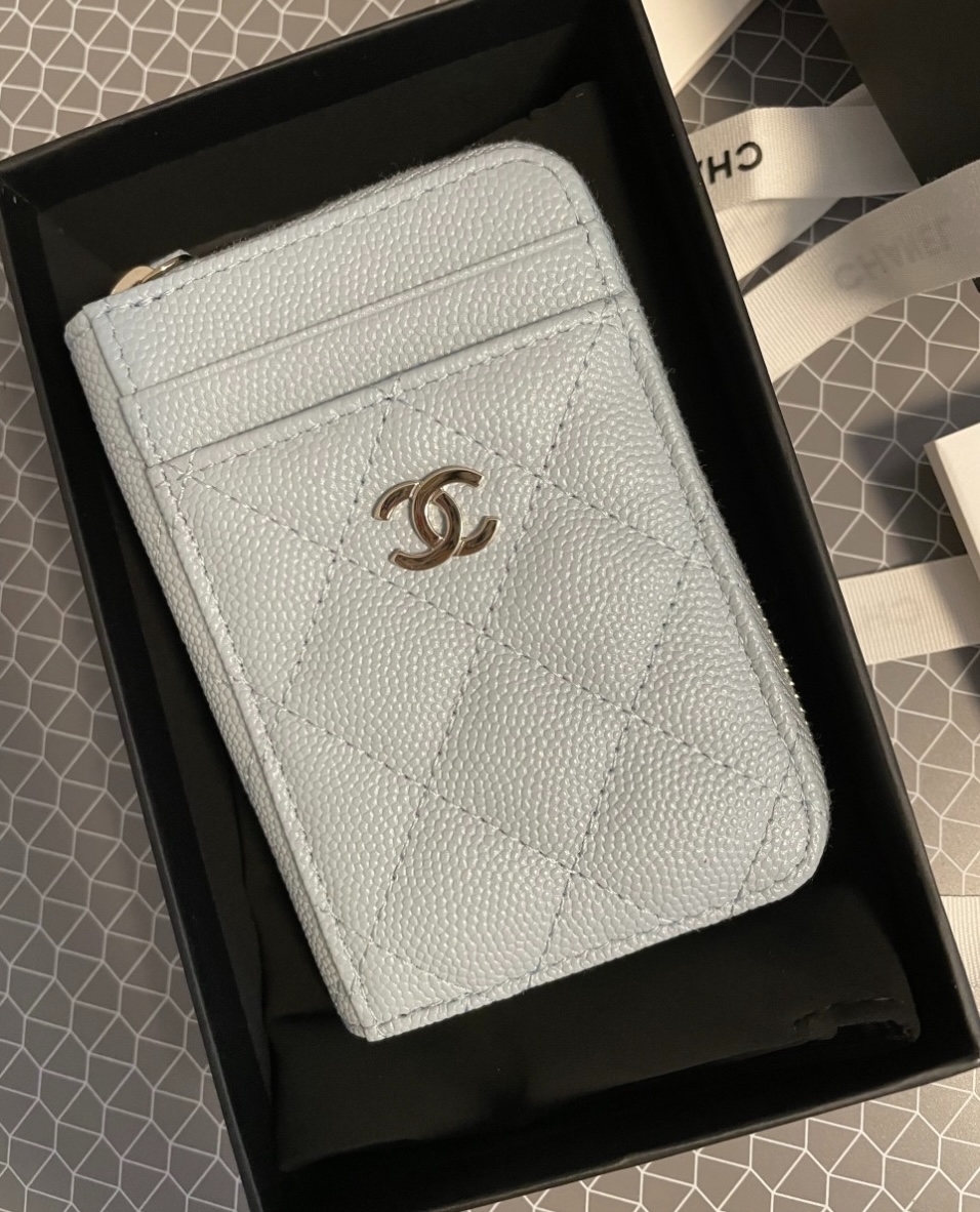 샤넬 라이트 블루 동전, 카드지갑 AP1650 | 크로켓