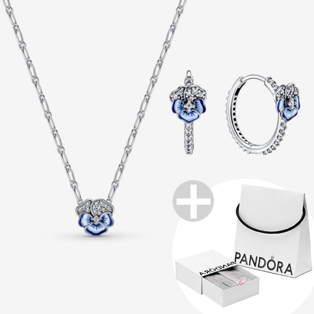 Pandora 블루 팬지 플라워 세트 (기프트세트 포함) 290775C01/390770C01-50 | 크로켓