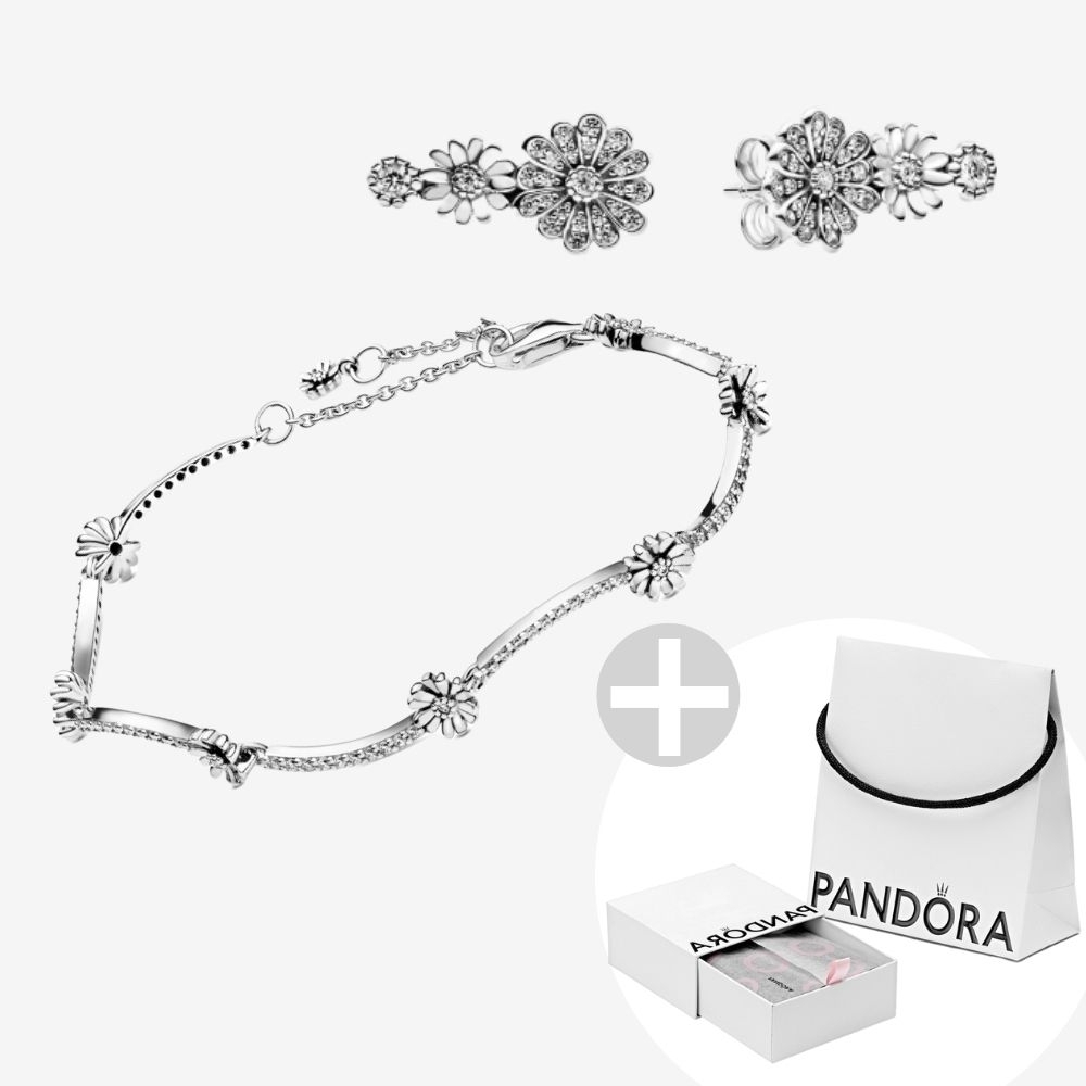 Pandora 스파클링 데이지 플라워 세트 2 (기프트세트 포함) 598807C01/298876C01 | 크로켓