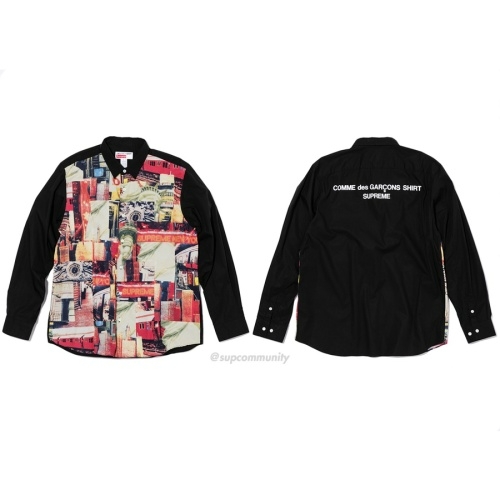 Supreme 18FW 슈프림 X 꼼데가르송 셔츠 CDG SHIRT Patchwork Button Up
