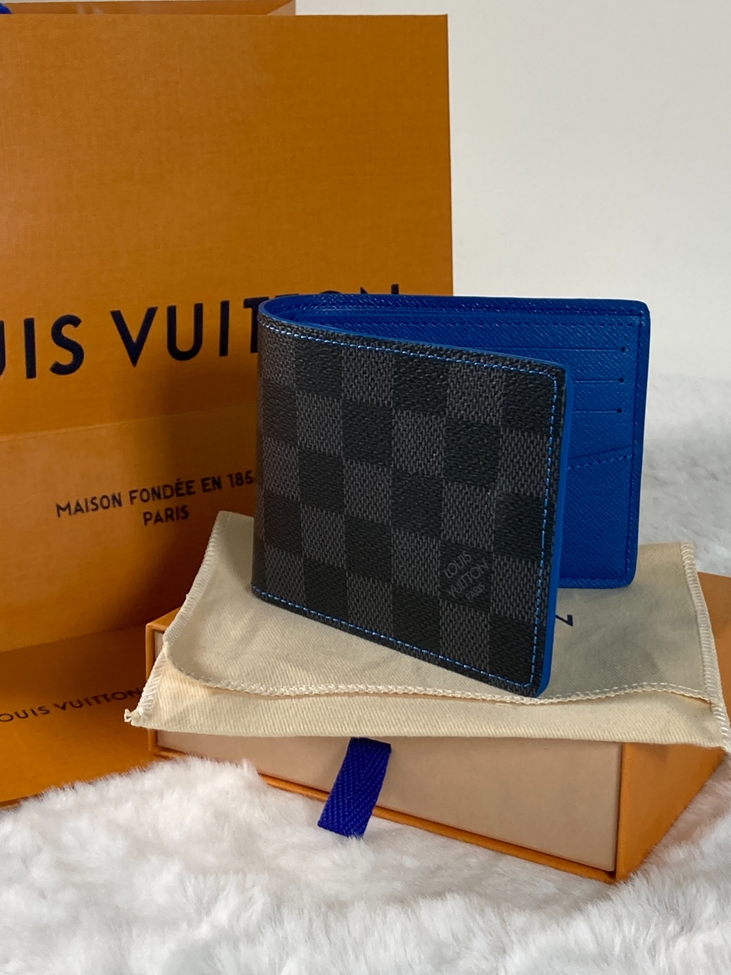 LOUIS VUITTON] 루이비통 슬렌더 다미에 그라파이트 블루 반지갑