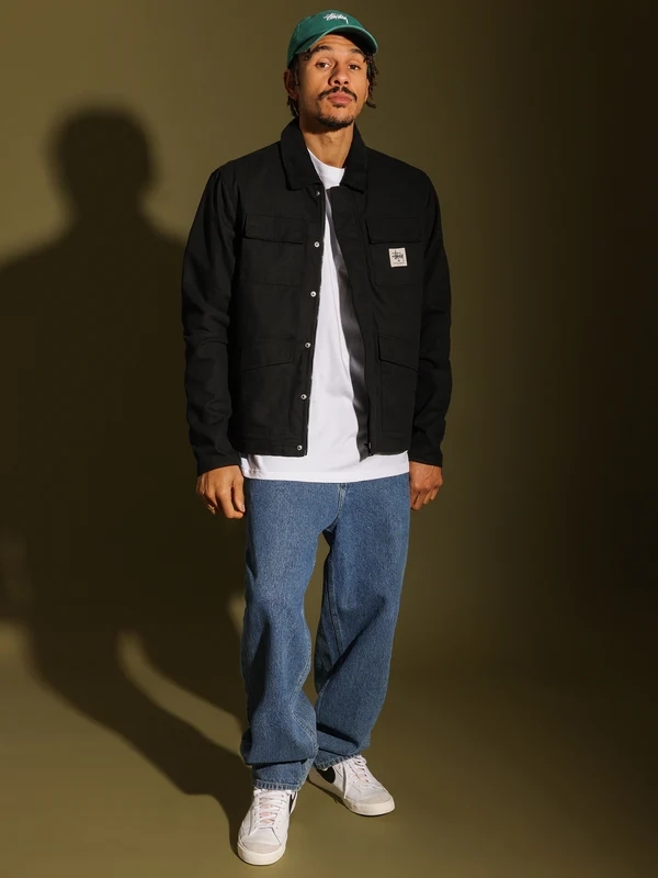 ジャケット・アウター STUSSY WASHED CANVAS SHOP JACKET STUSSY / WASHED CANVAS SHOP JACKET / BLACK | So