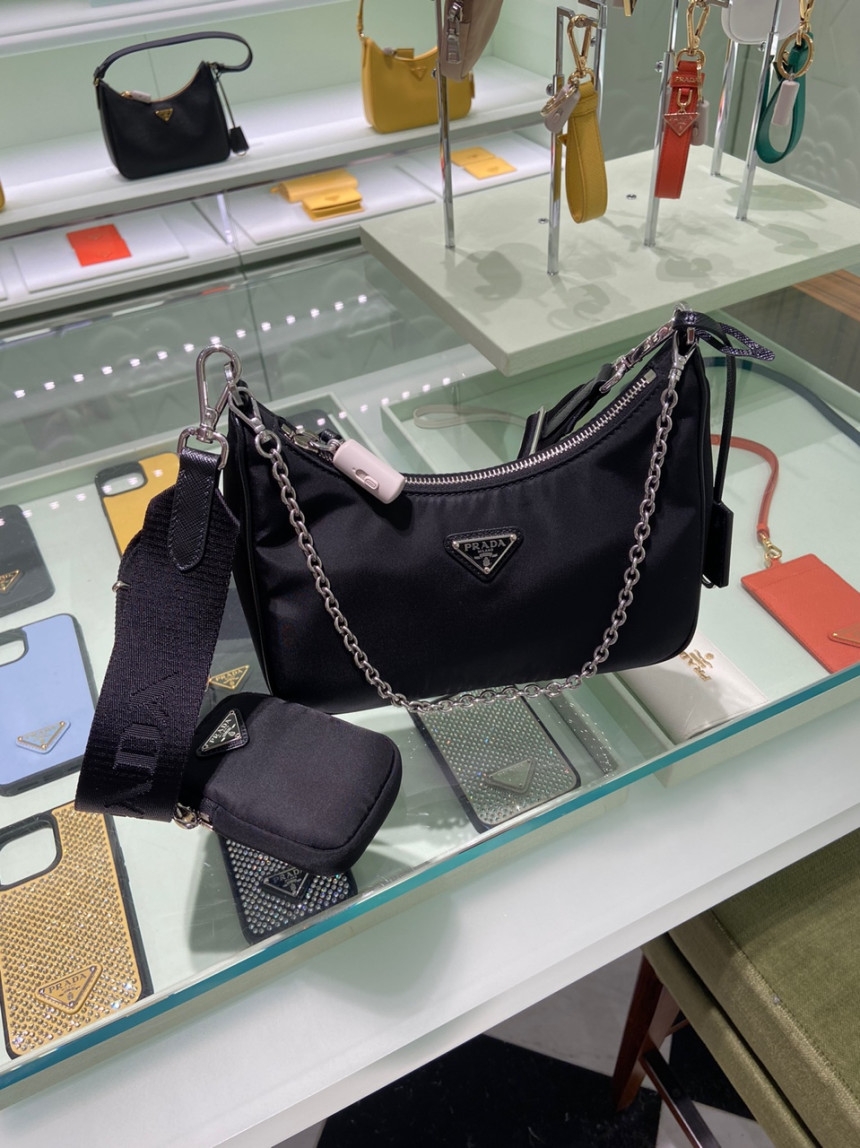 프라다 테수토 체인 스트랩 멀티 호보백 1BH204 크로켓