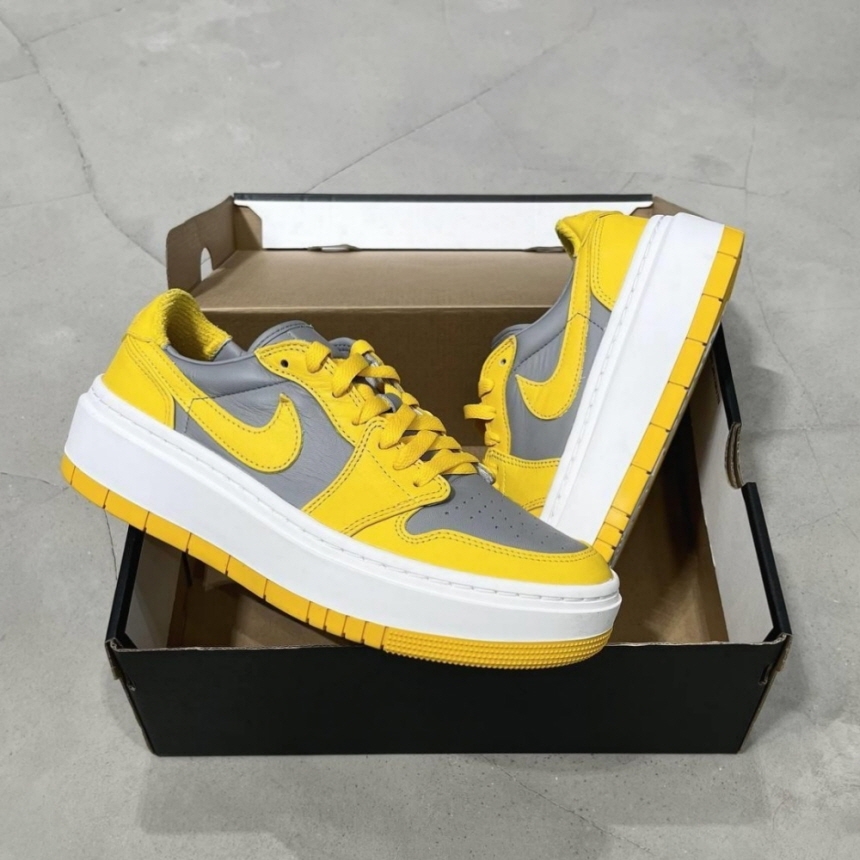 나이키 에어조던 1 엘리베이트 플랫폼 옐로우 그레이 우먼스 DH7004-017