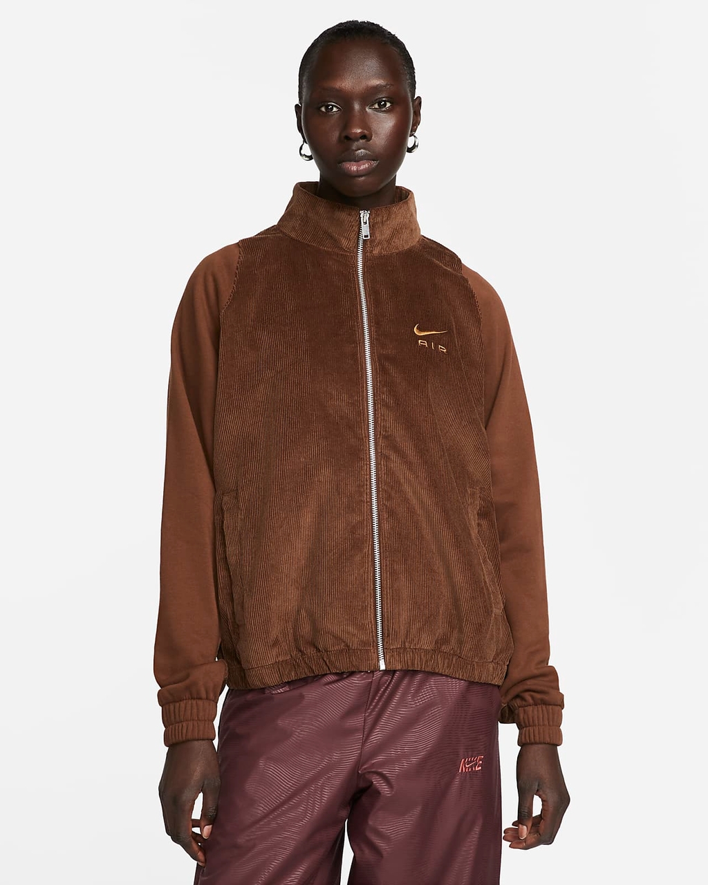정품 Nike Air Women's Corduroy Fleece Full-Zip Jacket Cacao Wow